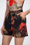 Shop The Dramebaaz CO Brown Georgette Studs Mocha Floral Print Shorts Online at Aza Fashions Shop_The Dramebaaz CO_Brown Georgette Studs Mocha Floral Print Shorts _Online_at_Aza_Fashions