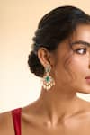 Buy_Nazaakat By Samara Singh_Green Gemstones, Stones, Pearls Dangling Drop Earrings _at_Aza_Fashions
