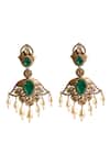Nazaakat By Samara Singh_Green Gemstones, Stones, Pearls Dangling Drop Earrings _Online_at_Aza_Fashions