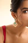 Buy_Nazaakat By Samara Singh_Green Gemstones, Stones, Pearls Dangling Drop Earrings 