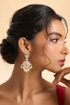 Nazaakat By Samara Singh_Pink Stones, Pearls Dangling Drop Embellished Earrings _Online_at_Aza_Fashions