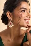 Shop_Nazaakat By Samara Singh_Red Gemstones, Pearls Embellished Dangling Drop Earrings _Online_at_Aza_Fashions