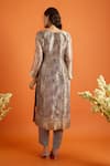 Naintara Bajaj_Brown Organza, Jacquard Embroidery, Zari, Foil Butti Pattern Straight Kurta Set _Online_at_Aza_Fashions