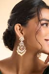 Nazaakat By Samara Singh_Gold Plated Stones, Pearls Embellished Dangler Earrings _at_Aza_Fashions