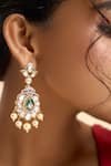 Buy_Nazaakat By Samara Singh_Green Beads, Stones, Pearls Drop Embellished Dangler Earrings 