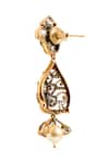 Shop_Nazaakat By Samara Singh_Gold Plated Stones, Beads Floral Embellished Dangler Earrings _Online_at_Aza_Fashions