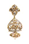 Nazaakat By Samara Singh_Gold Plated Stones, Beads Floral Embellished Dangler Earrings _at_Aza_Fashions