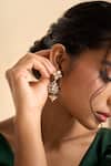 Shop_Nazaakat By Samara Singh_Gold Plated Stones, Beads Floral Embellished Dangler Earrings 