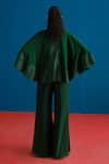 Shop Mishru Green Organza Embroidery, Sequins High Neck, Sweetheart Kalie Cape Pant Set at Aza Fashions Shop_Mishru_Green Organza Embroidery, Sequins High Neck, Sweetheart Kalie Cape Pant Set _at_Aza_Fashions