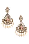 Shop_Nazaakat By Samara Singh_Gold Plated Stones, Pearls, Embellished Dangler Earrings _at_Aza_Fashions