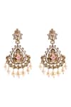 Nazaakat By Samara Singh_Gold Plated Stones, Pearls, Embellished Dangler Earrings _Online_at_Aza_Fashions