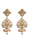 Nazaakat By Samara Singh_Gold Plated Stones, Beads Floral Embellished Drop Earrings _Online_at_Aza_Fashions