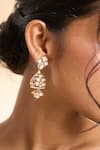 Shop_Nazaakat By Samara Singh_Gold Plated Stones, Beads Floral Embellished Drop Earrings 