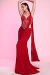 Buy Anshika Tak Label Red Georgette, Net Beads, Sequins, Embellished Corset With Pre-draped Saree at Aza Fashions Buy_Anshika Tak Label_Red Georgette, Net Beads, Sequins, Embellished Corset With Pre-draped Saree _at_Aza_Fashions