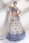 Buy_Anshika Tak Label_White Tussar, Silk, Net Embroidery, Sequins Threadwork And Bridal Lehenga Set _at_Aza_Fashions
