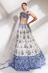 Shop_Anshika Tak Label_White Tussar, Silk, Net Embroidery, Sequins Threadwork And Bridal Lehenga Set _at_Aza_Fashions