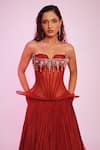 Shop Anshika Tak Label Red Net, Silk Organza Beads, Crystals, Gemstones Embellished Corset Lehenga Set at Aza Fashions Shop_Anshika Tak Label_Red Net, Silk Organza Beads, Crystals, Gemstones Embellished Corset Lehenga Set _at_Aza_Fashions