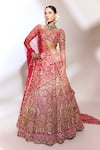 Buy_Anshika Tak Label_Red Tussar, Silk, Net Zari, Sequins, Stones, Embroidery Bridal Lehenga Set _at_Aza_Fashions