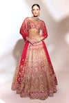 Anshika Tak Label_Red Tussar, Silk, Net Zari, Sequins, Stones, Embroidery Bridal Lehenga Set _Online_at_Aza_Fashions