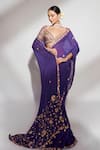 Anshika Tak Label Purple Organza, Tussar, Silk Sequins, Embroidery, Floral Saree With Blouse Online at Aza Fashions Anshika Tak Label_Purple Organza, Tussar, Silk Sequins, Embroidery, Floral Saree With Blouse _Online_at_Aza_Fashions
