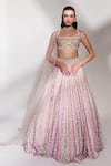Buy_Anshika Tak Label_Pink Tussar, Silk, Net Sequins, Mirrors, Embroidery And Bridal Lehenga Set _at_Aza_Fashions