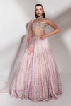 Anshika Tak Label_Pink Tussar, Silk, Net Sequins, Mirrors, Embroidery And Bridal Lehenga Set _Online_at_Aza_Fashions