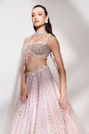 Buy_Anshika Tak Label_Pink Tussar, Silk, Net Sequins, Mirrors, Embroidery And Bridal Lehenga Set _Online_at_Aza_Fashions