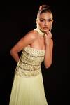 Buy_Anshika Tak Label_Green Net, Georgette, Crepe Crystals, Mirrors, Strapless Embroidered Gown _Online_at_Aza_Fashions