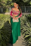 Buy Anu Pellakuru Green Silk, Chiffon Pearls, Zari Pre-draped Saree With Embroidered Blouse at Aza Fashions Buy_Anu Pellakuru_Green Silk, Chiffon Pearls, Zari Pre-draped Saree With Embroidered Blouse _at_Aza_Fashions