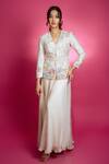 Shop_Anu Pellakuru_Off White Silk, Georgette Embroidery, Ruffles Gardenia Jacket With Sharara Pant 