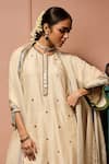 Neha Mehra_Ivory Silk Round Neck Raw Embroidered Kurta Set _Online_at_Aza_Fashions