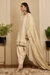 Buy_Neha Mehra_Beige Embroidery, Zari, Cut Work Round Neck, Button-down Hand Kurta Salwar Set _Online_at_Aza_Fashions