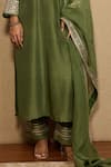 Neha Mehra_Olive Green Silk Embroidery, Mirrors, Zari Round Neck Kurta Salwar Set _Online_at_Aza_Fashions