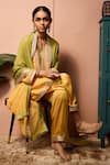 Buy_Neha Mehra_Yellow Silk Embroidery, Mirrors, Zari, Sequins Split Hand Kurta Salwar Set _Online_at_Aza_Fashions