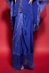 Neha Mehra Blue Georgette Fringe, Beads, Sequins, Hand Kaftan And Draped Skirt Set Online at Aza Fashions Neha Mehra_Blue Georgette Fringe, Beads, Sequins, Hand Kaftan And Draped Skirt Set _Online_at_Aza_Fashions