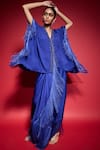 Shop Neha Mehra Blue Georgette Fringe, Beads, Sequins, Hand Kaftan And Draped Skirt Set Online at Aza Fashions Shop_Neha Mehra_Blue Georgette Fringe, Beads, Sequins, Hand Kaftan And Draped Skirt Set _Online_at_Aza_Fashions