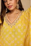 Buy Neha Mehra Yellow Crepe Embroidery, Tassels V-neck Bandhani Print Kaftan And Pant Set Online at Aza Fashions Buy_Neha Mehra_Yellow Crepe Embroidery, Tassels V-neck Bandhani Print Kaftan And Pant Set _Online_at_Aza_Fashions