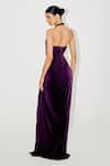 Shop_Tisharth by Shivani_Purple Polyester Buckles Halter Neck Gown _at_Aza_Fashions