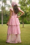 Shop_AMRIN KHAN_Pink Georgette, Organza Sweetheart Neck Baby One Piece Dress _at_Aza_Fashions
