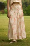 Buy_AMRIN KHAN_Off White Georgette, Organza Fabric Flowers Floral Print Top With Panelled Skirt _Online_at_Aza_Fashions