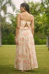 Shop_AMRIN KHAN_Off White Georgette, Organza Fabric Flowers Floral Print Top With Panelled Skirt _at_Aza_Fashions