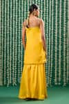 Shop_Cupid Cotton_Yellow Cotton, Silk, Organza Embroidery, Sequins, Zari Amaira Kurta Sharara Set _at_Aza_Fashions
