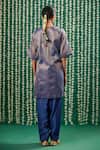 Shop_Cupid Cotton_Blue Tissue, Silk Embroidery, Stones Round Neck Sunira Zardosi Kurta And Pant Set _at_Aza_Fashions