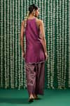 Shop_Cupid Cotton_Wine Silk, Tissue Sequins, Embroidery Round Neck Tara Pitta Kurta And Pant _at_Aza_Fashions