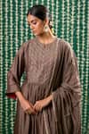Shop Cupid Cotton Brown Silk, Chanderi Embroidery, Zari, Gota Patti Round Neck Keya Kurta Set Online at Aza Fashions Shop_Cupid Cotton_Brown Silk, Chanderi Embroidery, Zari, Gota Patti Round Neck Keya Kurta Set _Online_at_Aza_Fashions