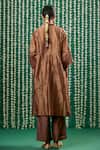 Shop_Cupid Cotton_Brown Tissue, Silk Sequins, Metallic Sira Striped Pattern Kurta And Pant Set _at_Aza_Fashions