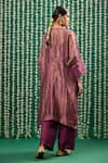 Shop_Cupid Cotton_Magenta Tissue, Silk Embroidery Dhana Striped Pattern Kaftan Kurta And Pant Set _at_Aza_Fashions