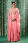 Buy Cupid Cotton Peach Chiffon, Organza Embroidery Sweetheart Neck, Tarini Cape Lehenga Set at Aza Fashions Buy_Cupid Cotton_Peach Chiffon, Organza Embroidery Sweetheart Neck, Tarini Cape Lehenga Set _at_Aza_Fashions