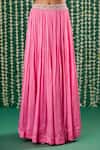 Cupid Cotton_Pink Tissue, Chanderi Pearls, Beads Guna Embroidered Lehenga Set With Cape _Online_at_Aza_Fashions