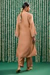 Shop_Cupid Cotton_Brown Chanderi Silk Embroidery, Sequins, Metallic Irraya Pitta Kurta Set _at_Aza_Fashions
